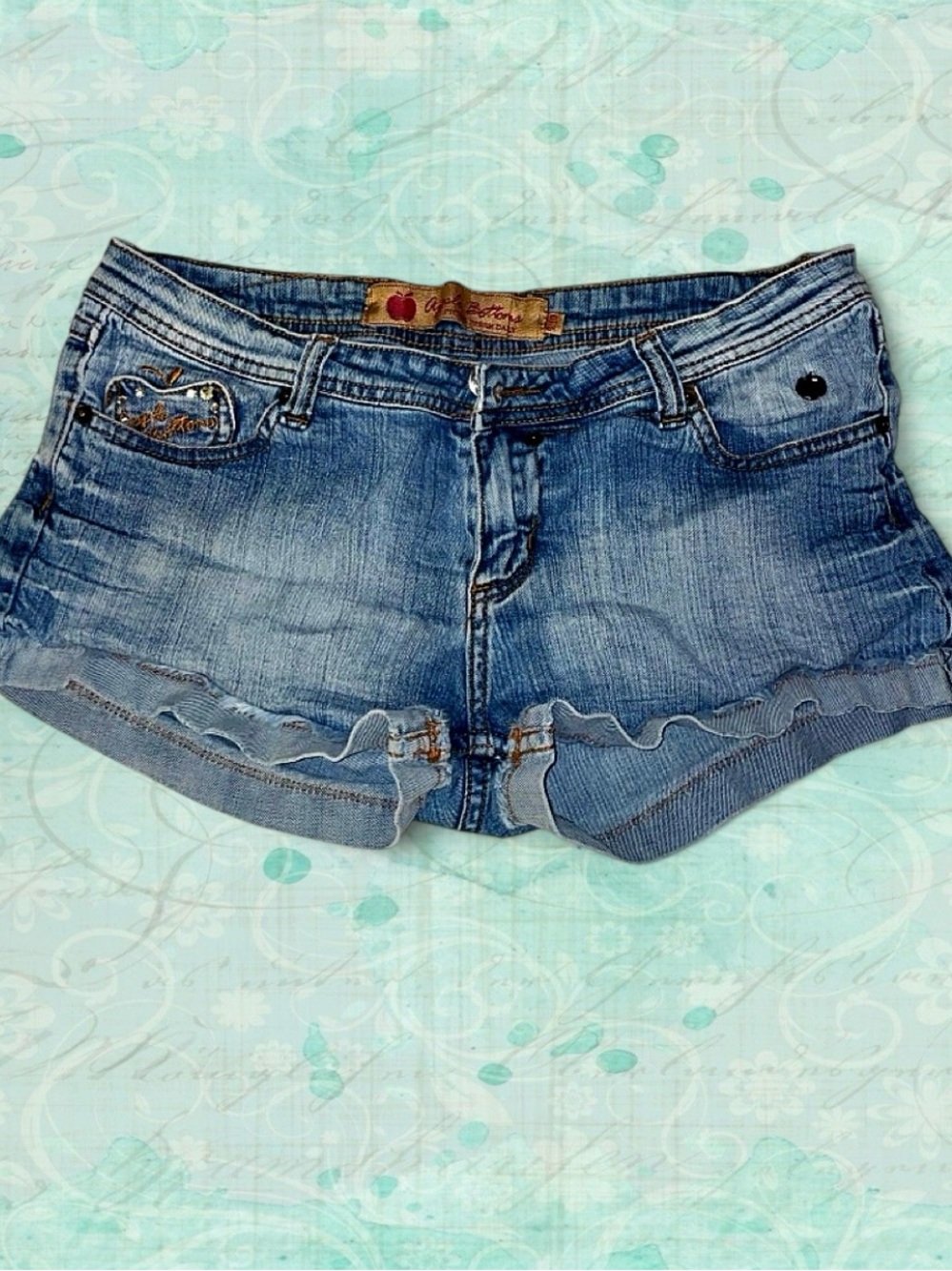 Apple Bottoms Distressed Blue Denim Short Shorts